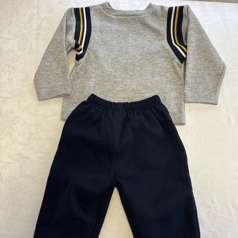 Vintage Disney Tigger Fleece Sweatshirt and Sweatpants Set‎ Gray Navy 24M